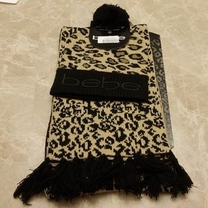 Bebe Leopard Hat and Scarf Set